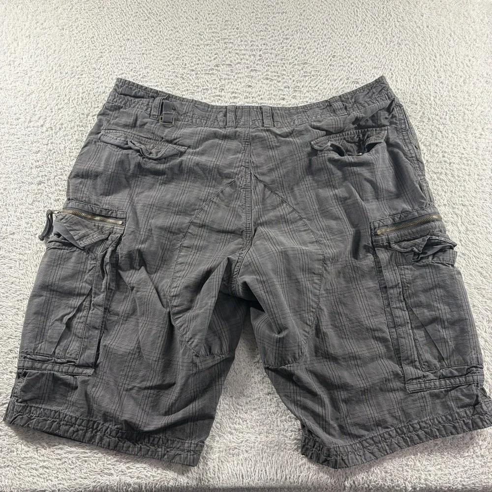 VINTAGE French‎ Connection Cargo Shorts Mens 38 Gray Plaid Y2K Retro Utility